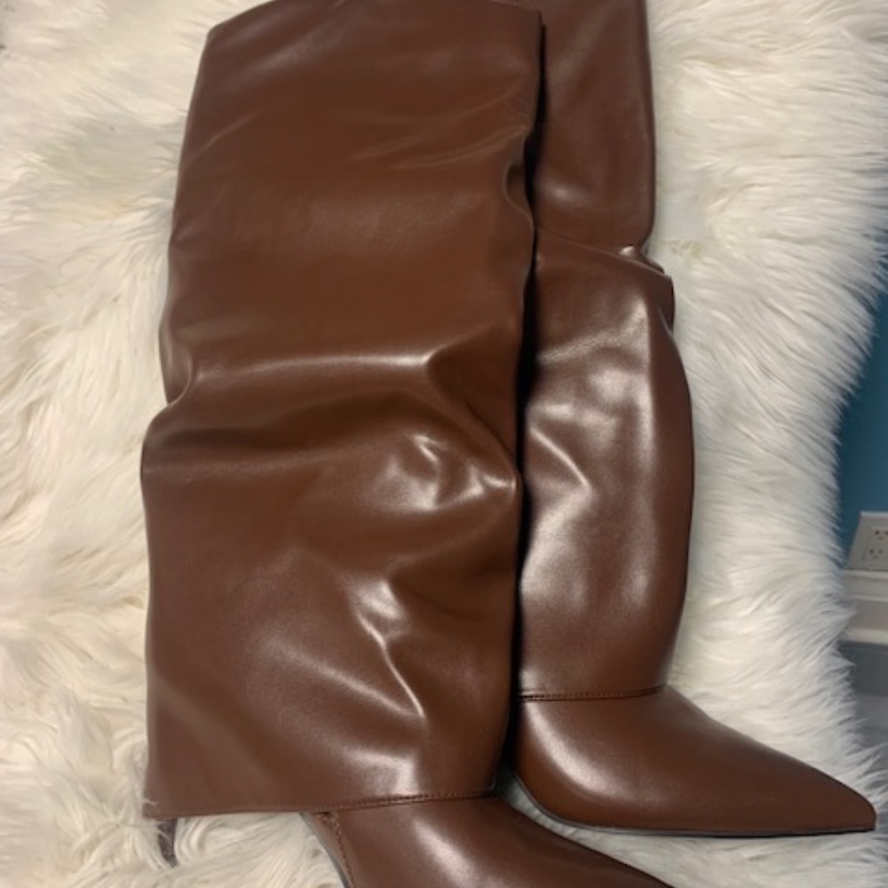 Brown fold down boots